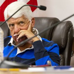 Rep. Rob Bishop, R-Utah, listens to testimony during a field hearing on energy and education at Union High School in Roosevelt on Wednesday, Aug. 29, 2018.