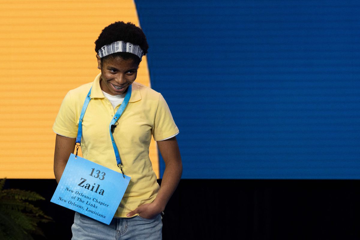 Zaila Avant-garde competes in the first round of the the Scripps National Spelling Bee finals in Orlando, Florida on July 8, 2021.