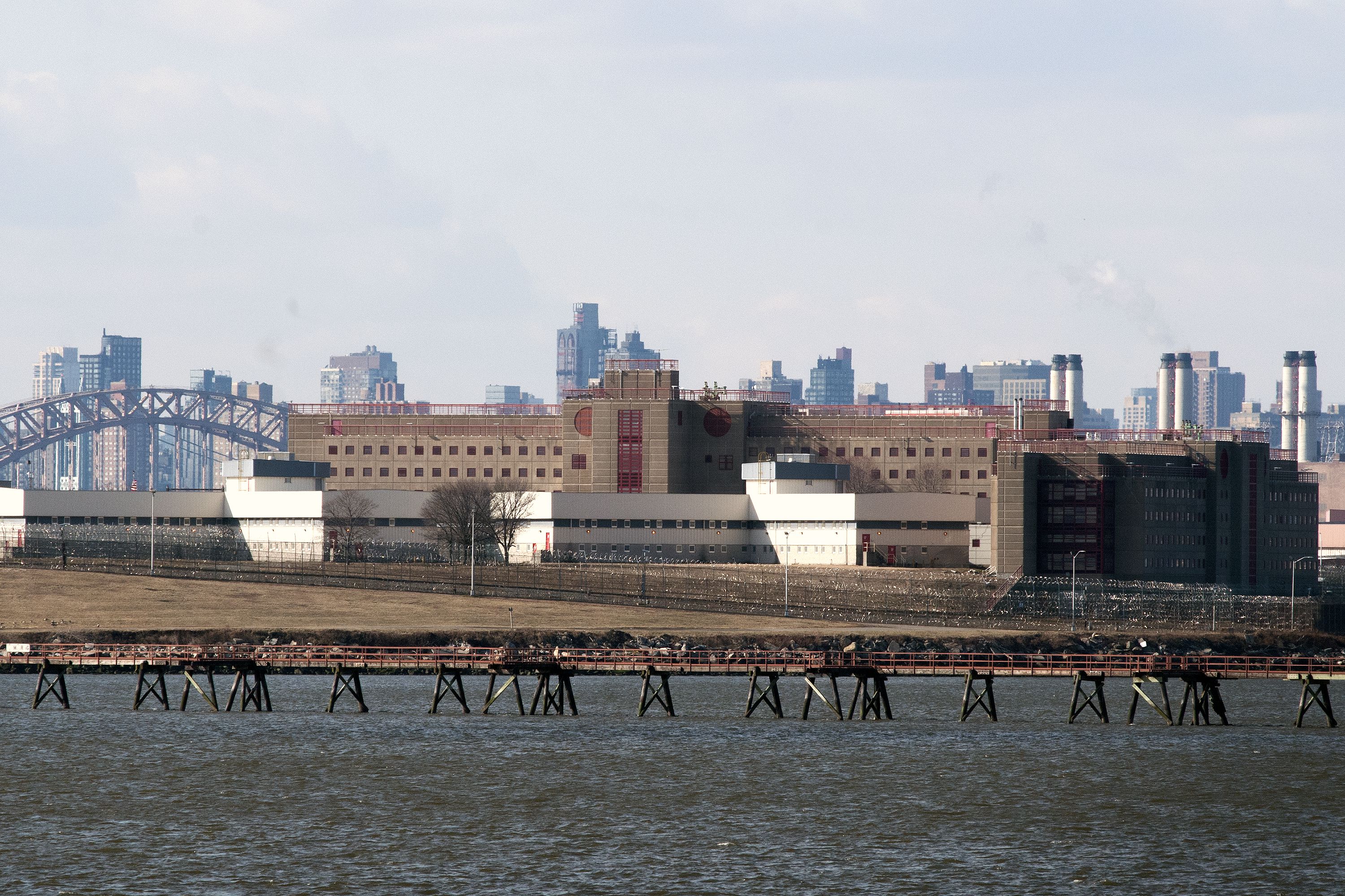 The George R. Vierno Center on Rikers Island was visible from Queens, Jan. 25, 2019.