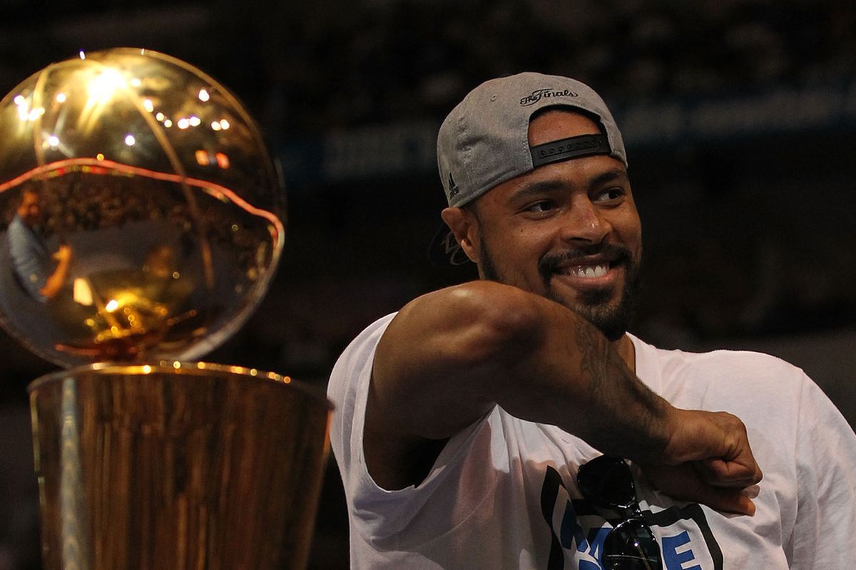 DALLAS, TX - JUNE 16:  Tyson Chandler of the Dallas Mavericks celebrates after the Dallas Mavericks Victory Parade at American Airlines Center on June 16, 2011 in Dallas, Texas.  (Photo by Ronald Martinez/Getty Images)