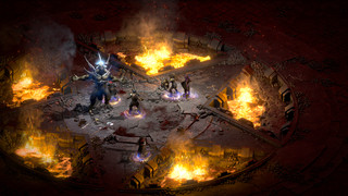 Kooperatif karakterleri bir Diablo 2 patronuna karşı karşıya
