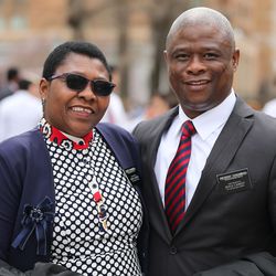 Botswana/Nambia mission President Dunstan Chadambuka and his wife Pertunia attend the 189th Annual General Conference of The Church of Jesus Christ of Latter-day Saints in Salt Lake City on Sunday, April 7, 2019.