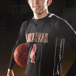 Lone Peak's Nick Emery poses Monday, March 11, 2013, for Mr. Basketball photos.