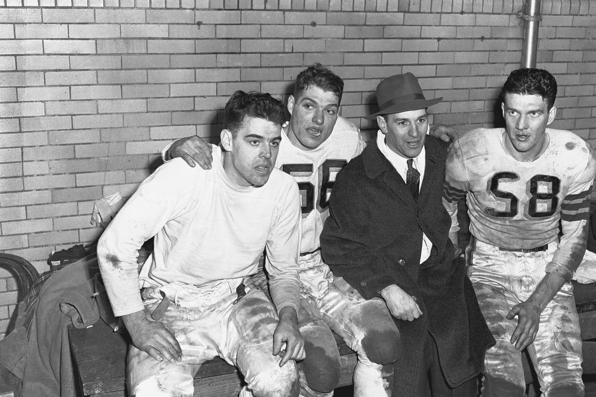 Paul Brown in Locker Room With Players