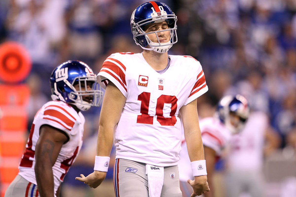 Things are never good for the New York Giants when we are seeing this face from <strong>Eli Manning</strong>.  (Photo by Andy Lyons/Getty Images)