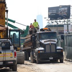 11:19 a.m. Steel being delivered along Clark Street - 