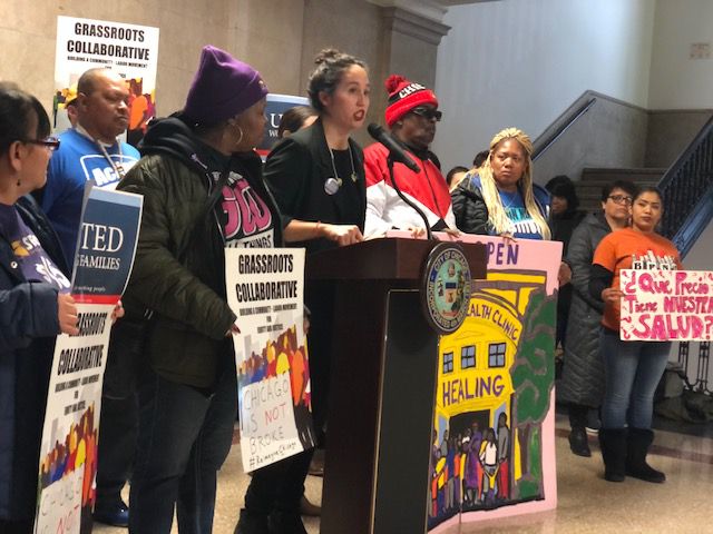 Emma Tai, executive director of United Working Families, urges aldermen to vote against Mayor Lori Lightfoot’s $11.65 billion budget on Nov. 20, 2019.