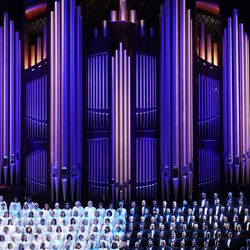 The Tabernacle Choir at Temple Square during their opening Christmas concert in Salt Lake City on Thursday, Dec. 13, 2018.