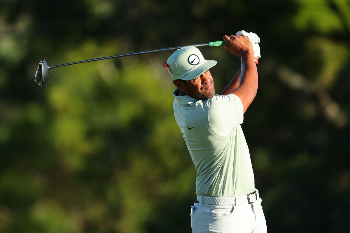 Tony Finau of the United States plays his shot from the fourth tee during the final round of The Sentry at Plantation Course at Kapalua Golf Club on January 07, 2024 in Kapalua, Hawaii.