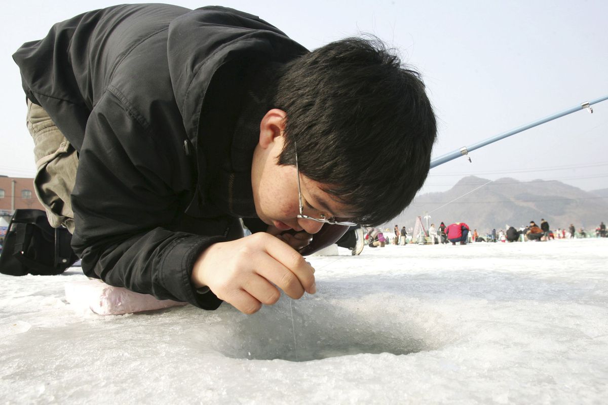 South Korean Anglers Compete In The Ice Festival's Mountain Trout Competition