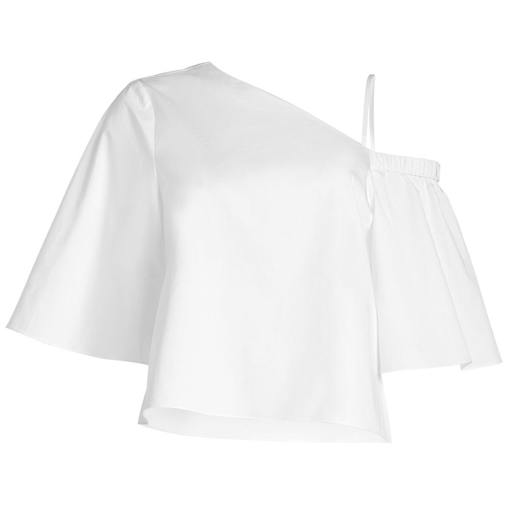 white one shoulder cotton blouse