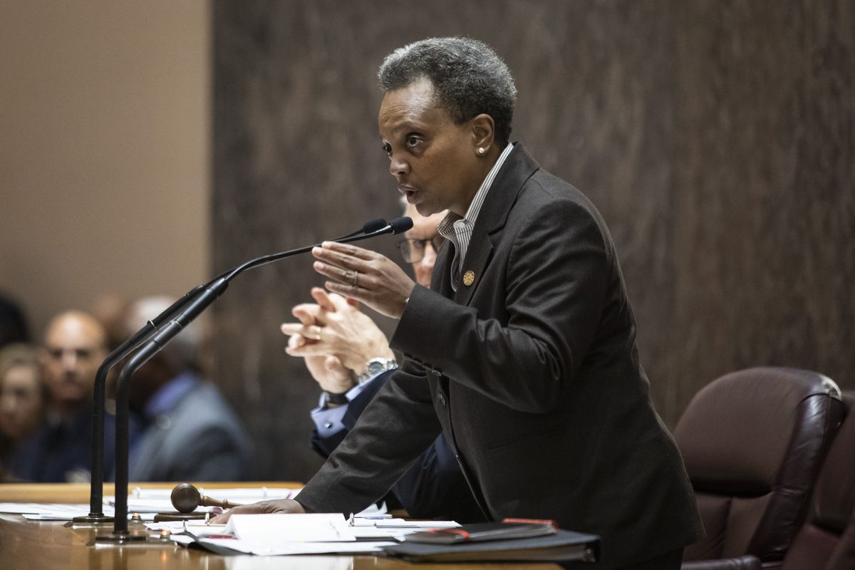 Mayor Lori Lightfoot presides over the monthly Chicago City Council meeting, Dec. 18, 2019. 