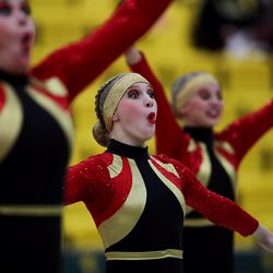 Uintah competes in the Military division as 4A girls compete at UVU in Orem for the State Championship in Drill Team on Wednesday, Feb. 10, 2021.
