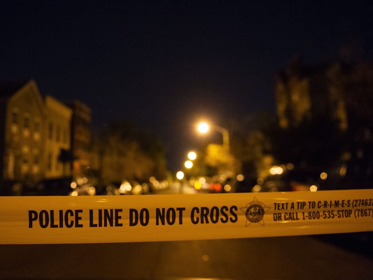Police investigate a shooting and carjacking early Monday in the in the 1600 block of West Cullerton | Tyler LaRiviere/Sun-Times