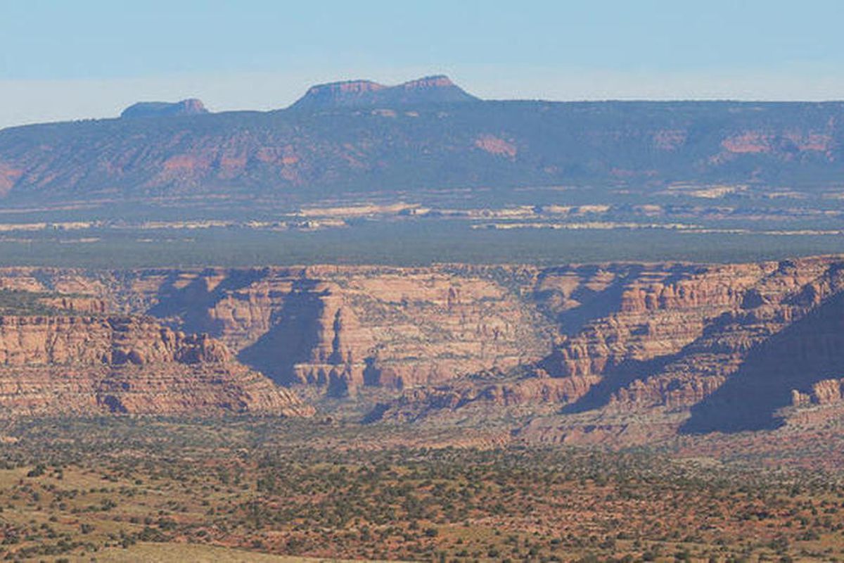 The Bears Ears as seen from Comb Ridge in southern Utah on Saturday, July 16, 2016. Today, President Barack Obama declared the Bears Ears National Monument in southeast Utah.
