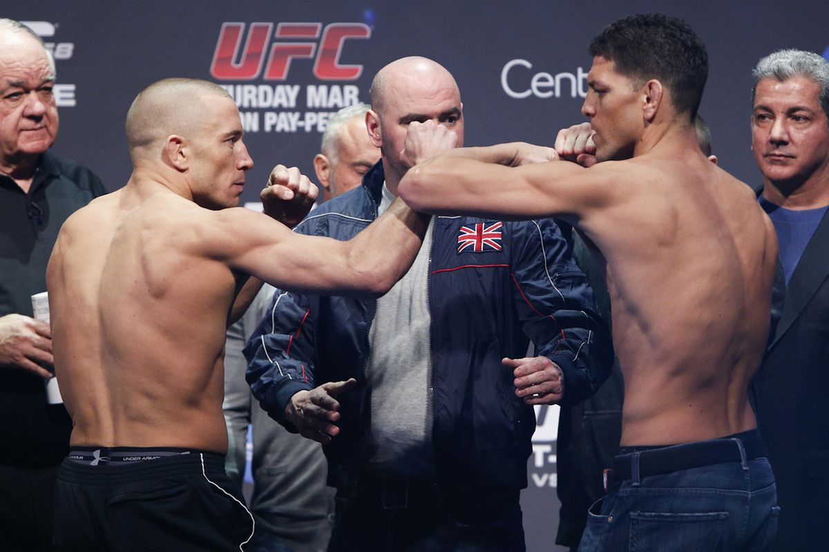 Georges St-Pierre and Nick Diaz will square off in the main event of UFC 158 on Saturday night.