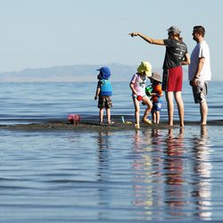 The Richins family enjoys the day at the Great Salt Lake on Monday, Sept. 2, 2019.