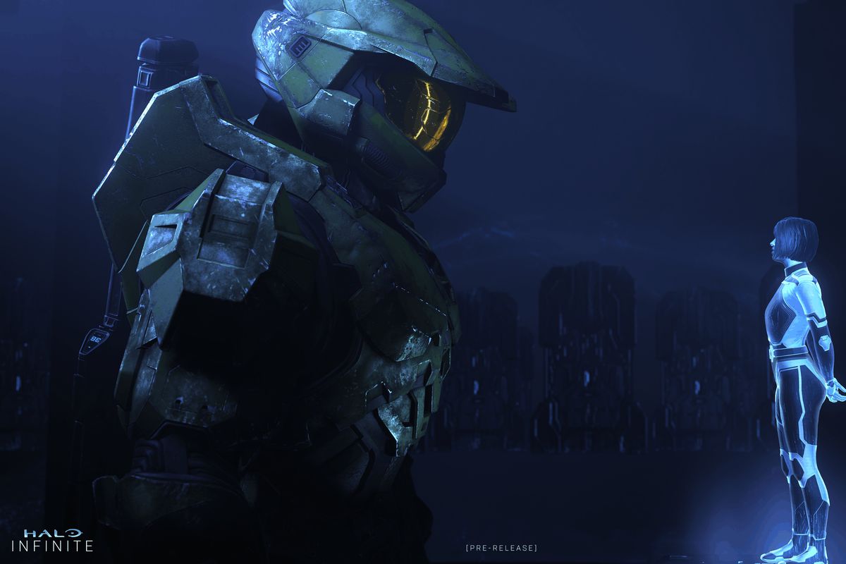 Master Chief speaks with Cortana in Halo Infinite