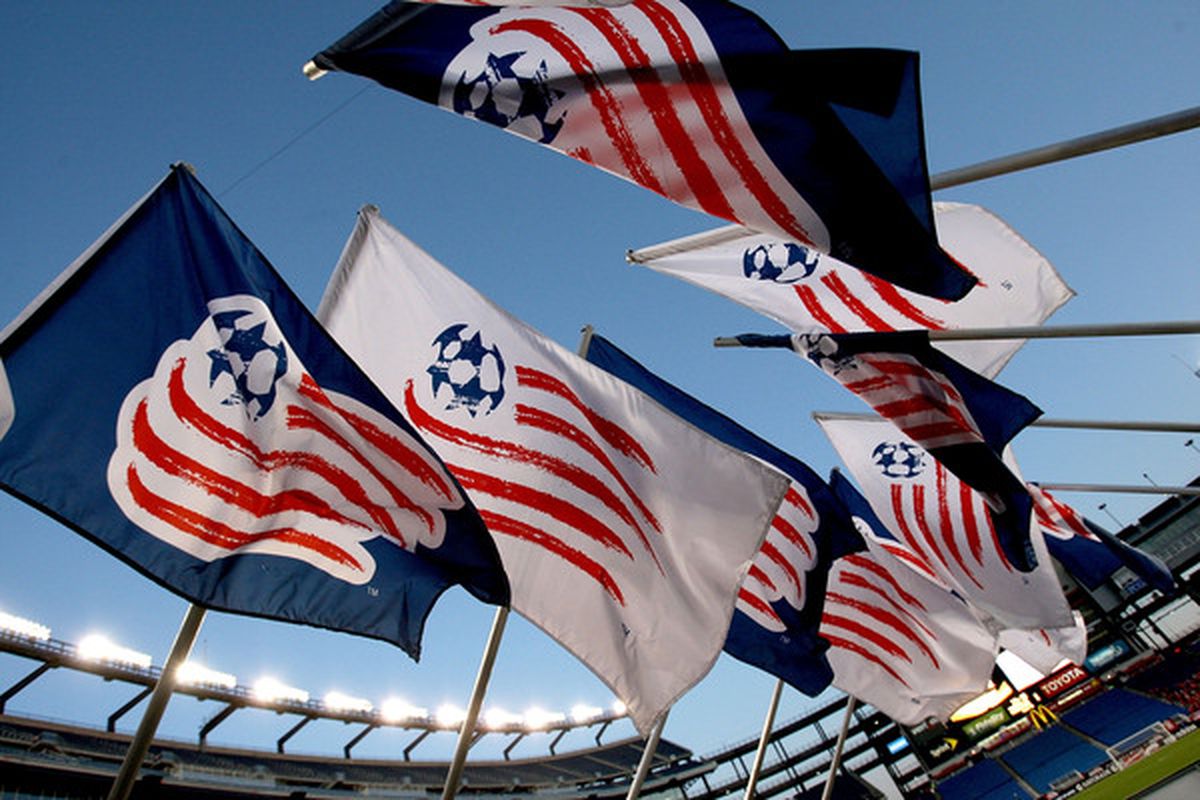FOXBORO, MA - APRIL 10: New England Revolution flags are displayed before a game between the New England Revolution and the Toronto FC at Gillette Stadium on April 10, 2010 in Foxboro, Massachusetts. (Photo by Jim Rogash/Getty Images)