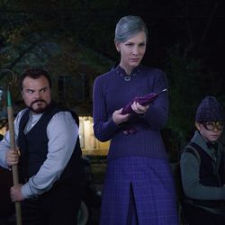 Uncle Jonathan (Jack Black), Mrs. Zimmerman (Cate Blanchett) and Lewis Barnavelt (Owen Vaccaro) face down some dark magic in "The House With a Clock in Its Walls."