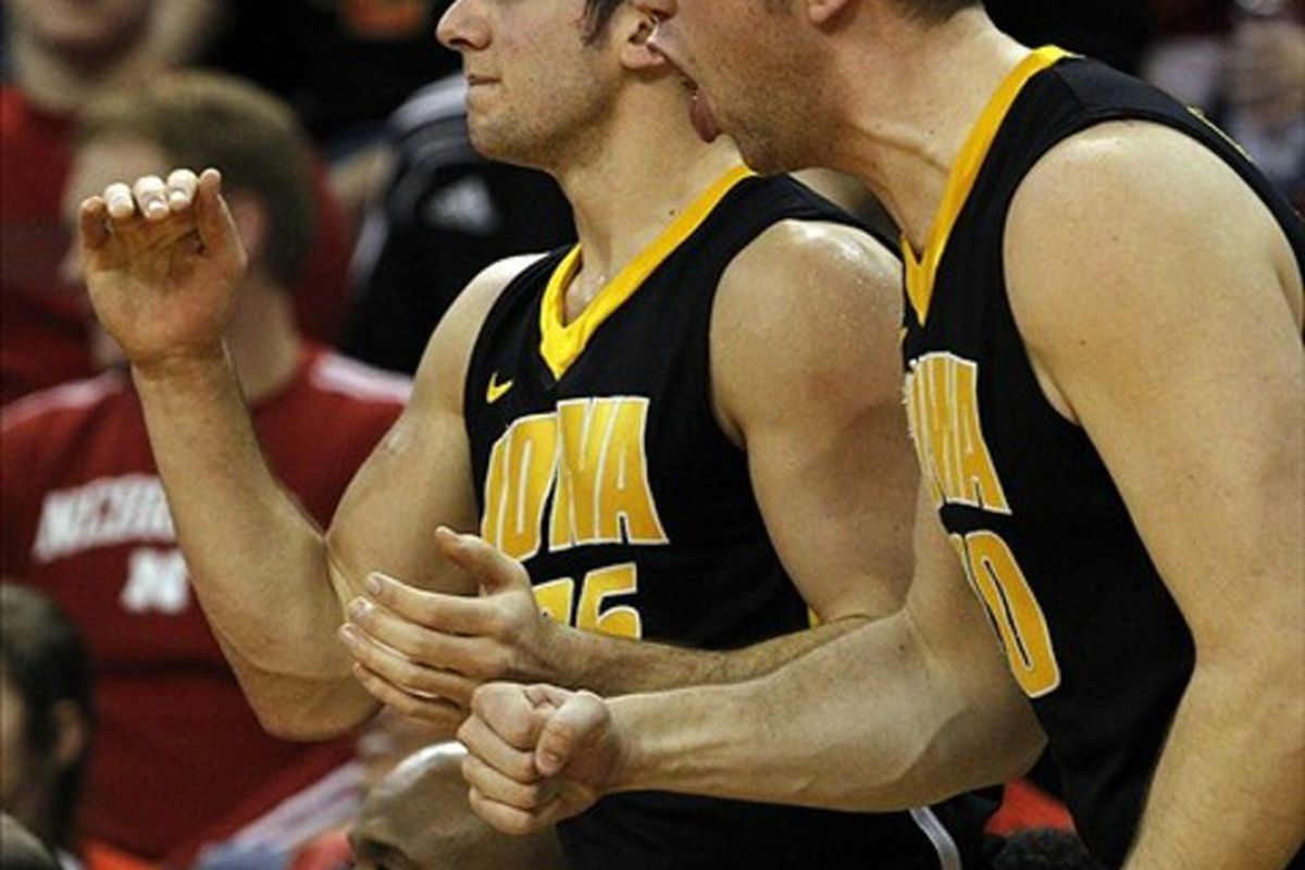 Eric May and Andrew Brommer are super-excited for the 2012 BHGP NIT Bracket Challenge, you guys.  Mandatory Credit: Bruce Thorson-US PRESSWIRE