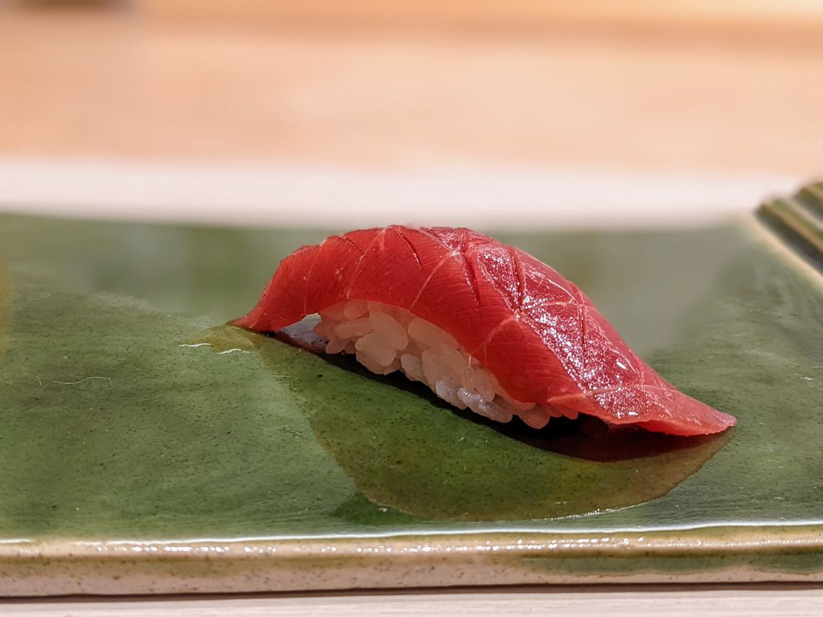 Akami, or leaner bluefin tuna in sushi form, at Kogane in Alhambra.