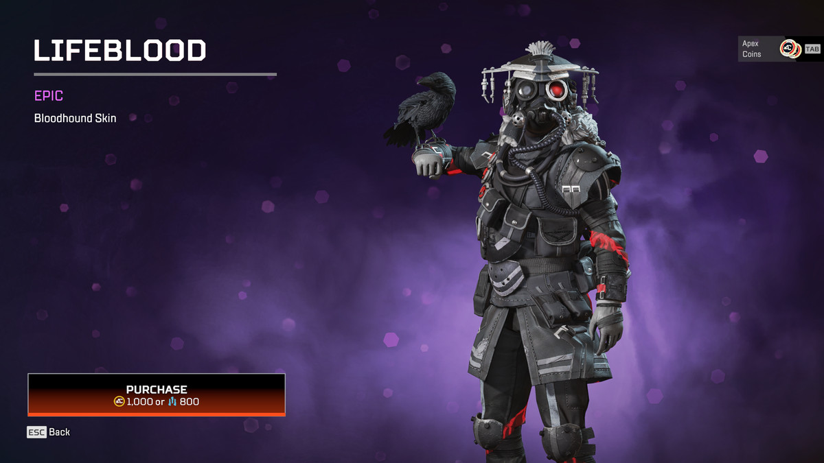 Bloodhound posing with their Raven wearing their Tokyo Ghoul-inspired skin 