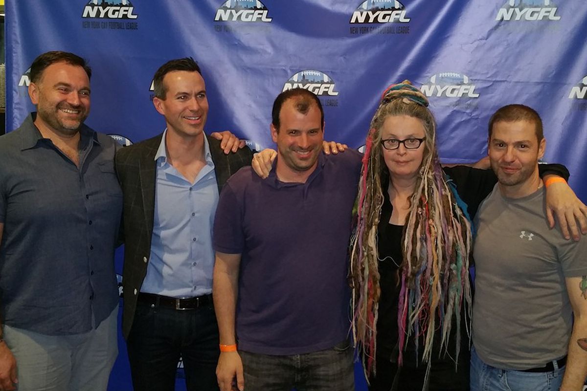 The NYGFL's first Hall of Fame class: Mike Colgrove, Cyd Zeigler, Alon Hacohen, Molly Lenore, Mike Pinelli.