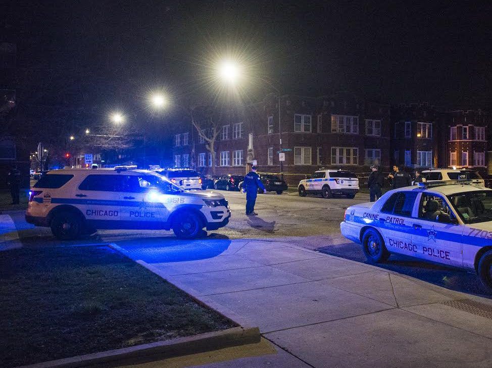 Police tape off the area where 55-year-old Dolton Police Detective Darryl Hope was shot Monday in the 7600 block of South Calumet. | Tyler Lariviere/ Sun-Times
