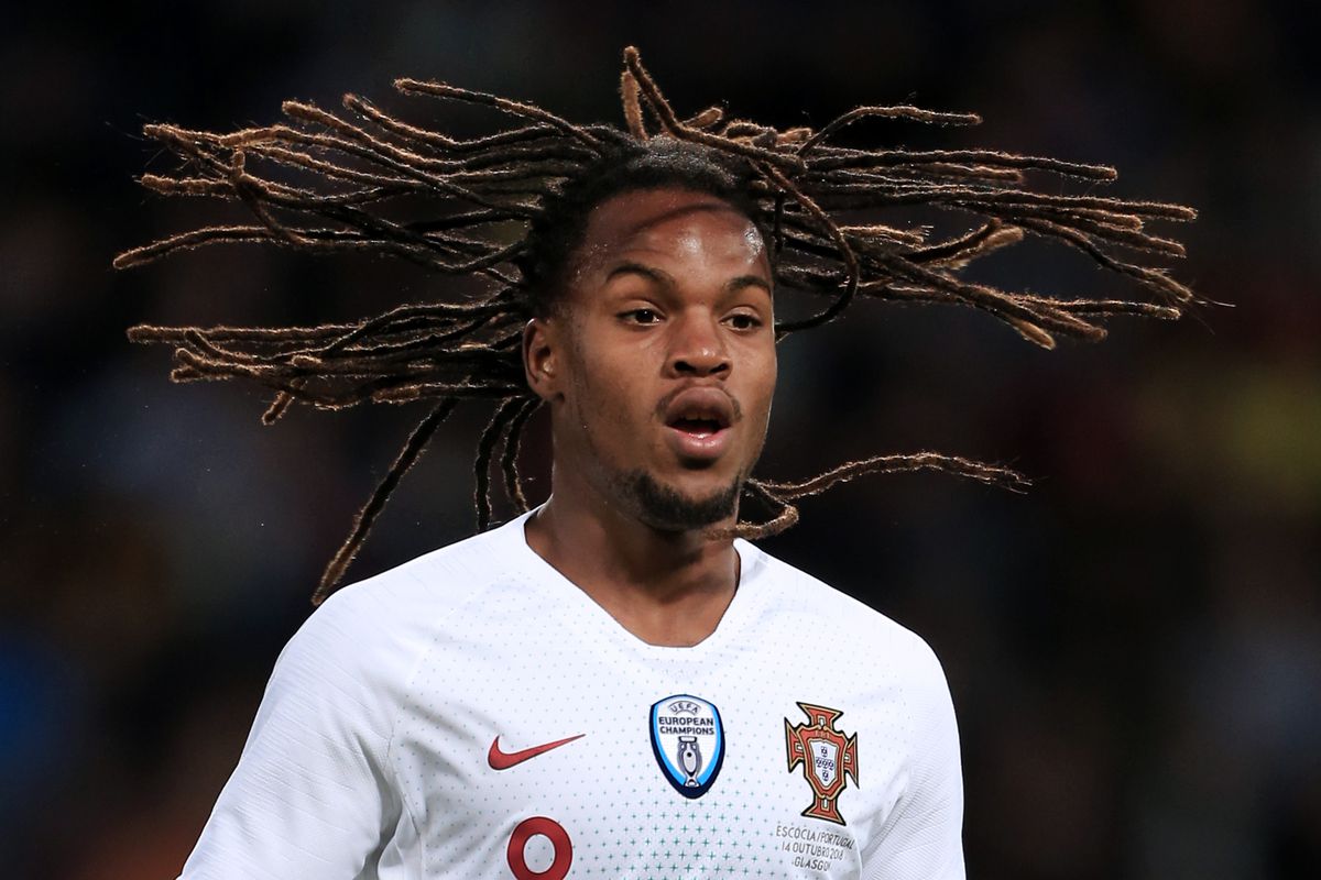 GLASGOW, SCOTLAND - OCTOBER 14: Renato Sanches of Portugal lets his hair fly loose during the International Friendly match between Scotland and Portugal at Hampden Park on October 14, 2018 in Glasgow, United Kingdom.