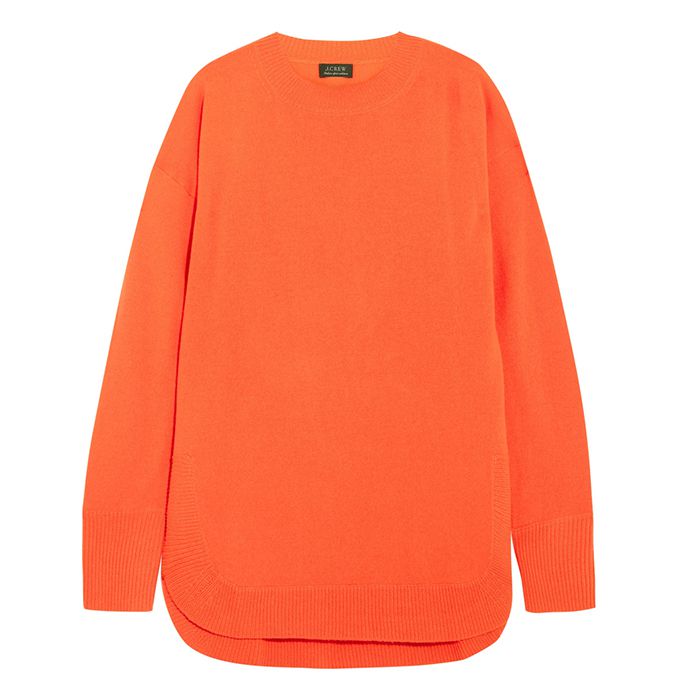 orange j.crew cashmere sweater 
