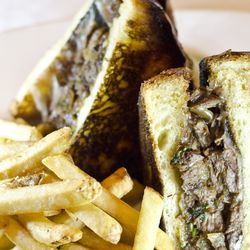 Grilled short rib and cheddar cheese sandwich