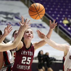 Grantsville and Leighton Christian compete in the 3A Girls Basketball Quarterfinals at Weber State University in Ogden on Thursday, February 24, 2022.