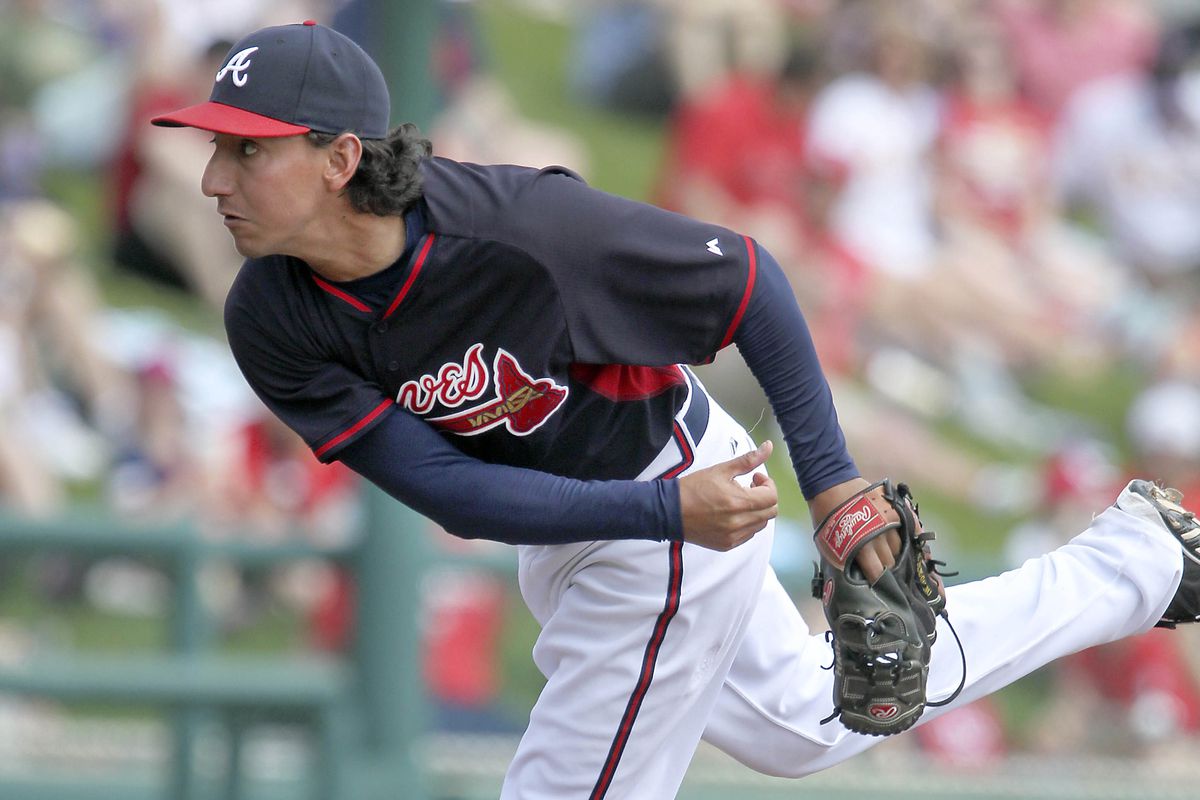 The A's obtained right-handed reliever Aaron Kurcz from the Atlanta Braves.