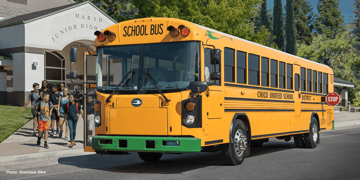 BlueBird electric school bus.