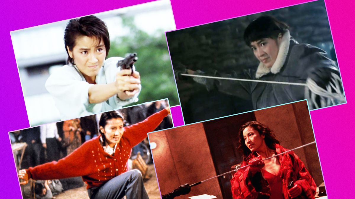 A collage of images from Michelle Yeoh’s early action star career.