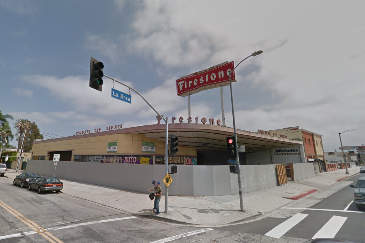 The Firestone Building art deco building on La Brea in Los Angeles.