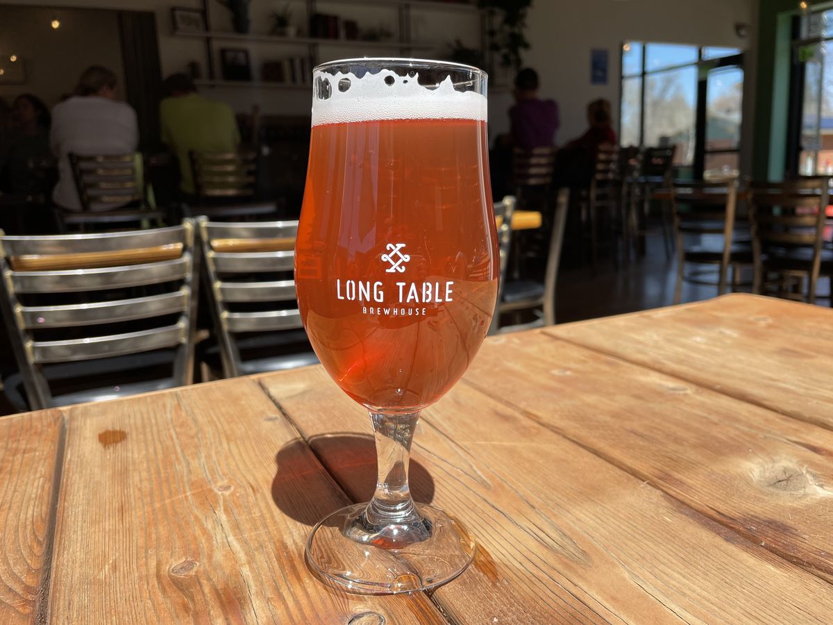 A glass of beer at Long Table Brewhouse