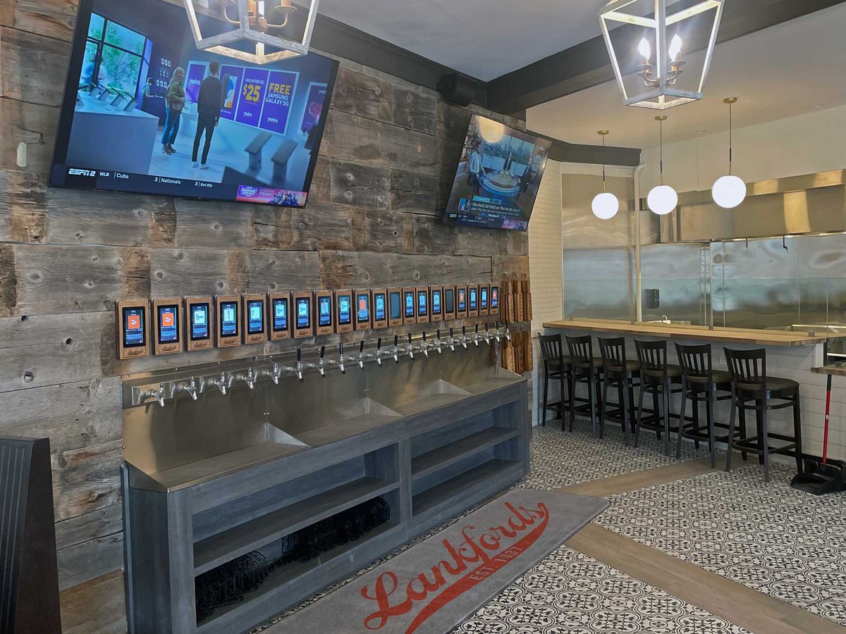 Lankford’s self-pour tap system with 20 taps and a sit-down counter.