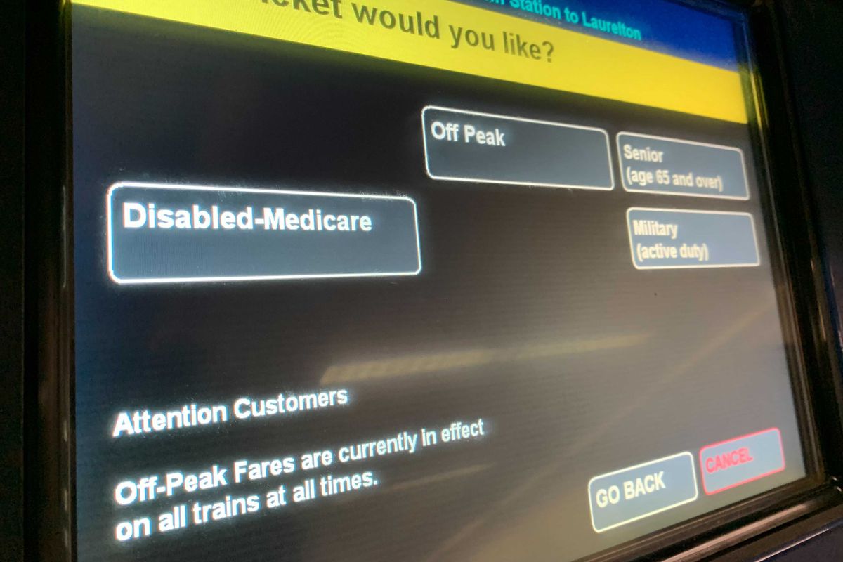 LIRR ticket vending machines at Penn Station alert riders about the peak fare suspension, Dec. 2, 2021.