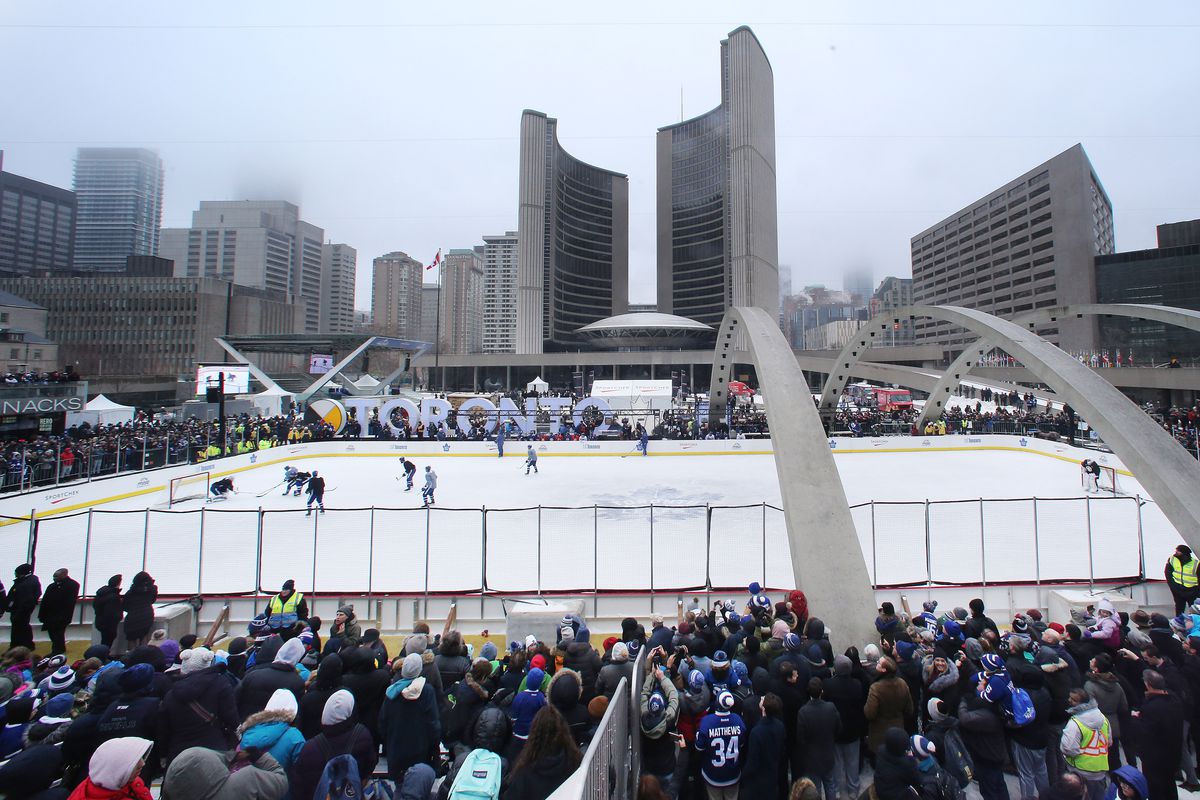 The Toronto Maple Leafs hold their annual outdoor practice