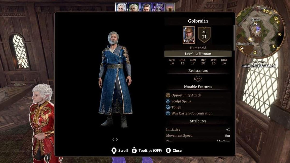 Golbraith in a blue outfit in Baldur’s Gate 3