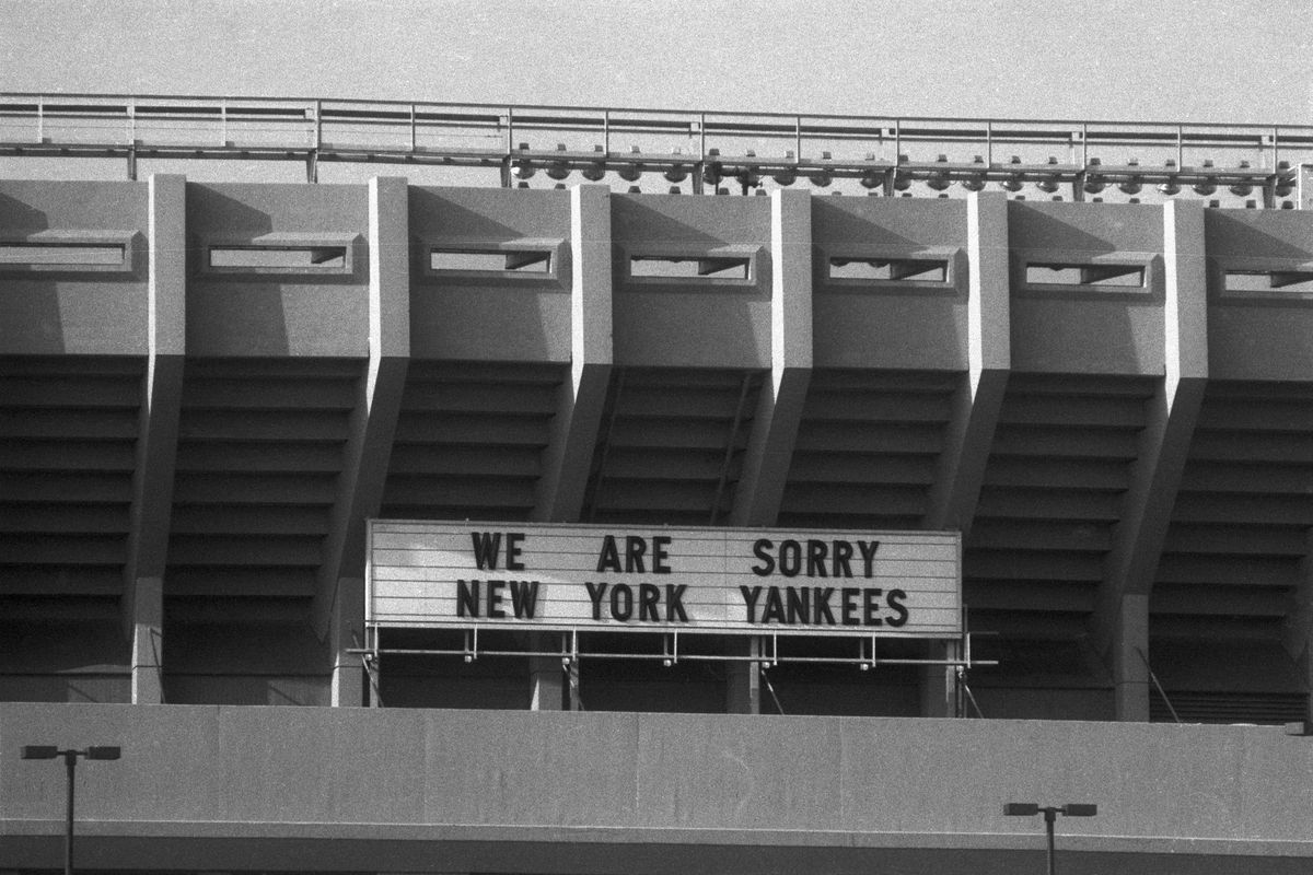 Sign Apologizing for Baseball Strike