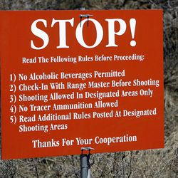 Sign at the entrance to the Bountiful Lions Club Range, one of many places Utahns can shoot.