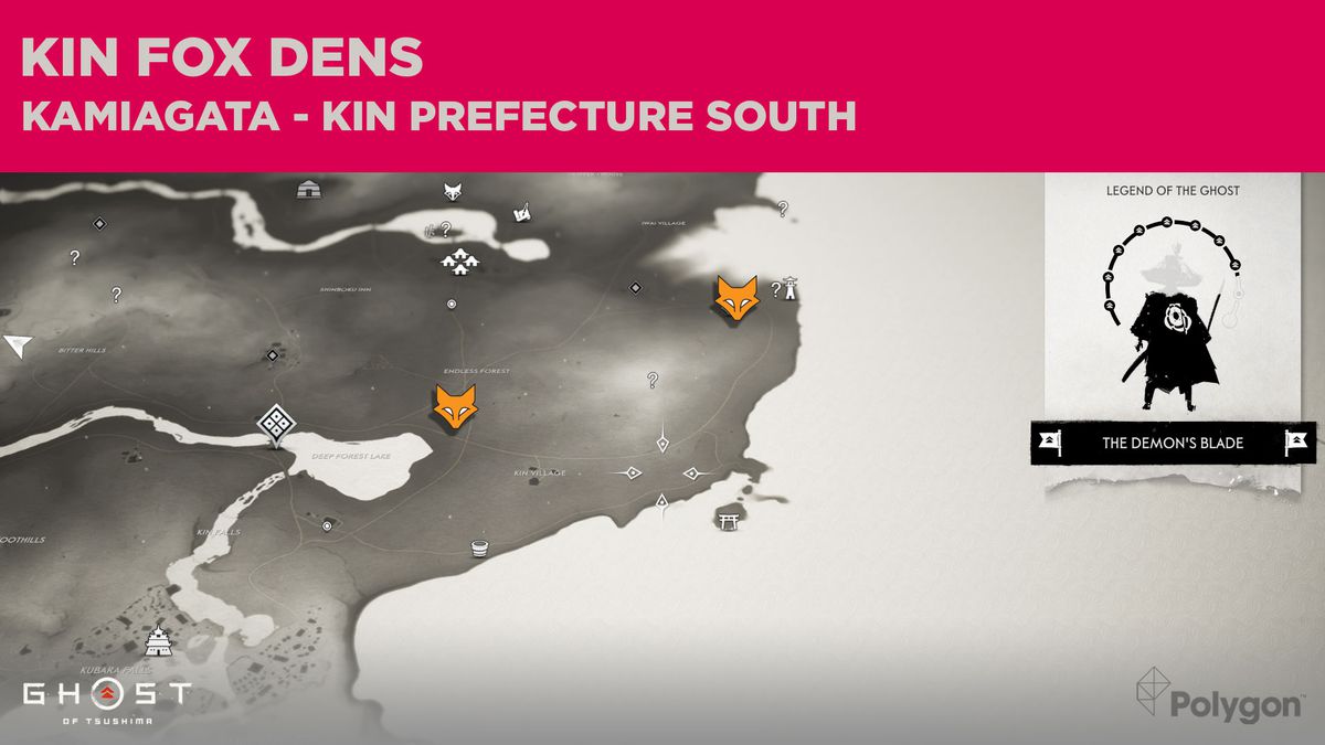 Fox Den locations in southern Kin in Ghost of Tsushima