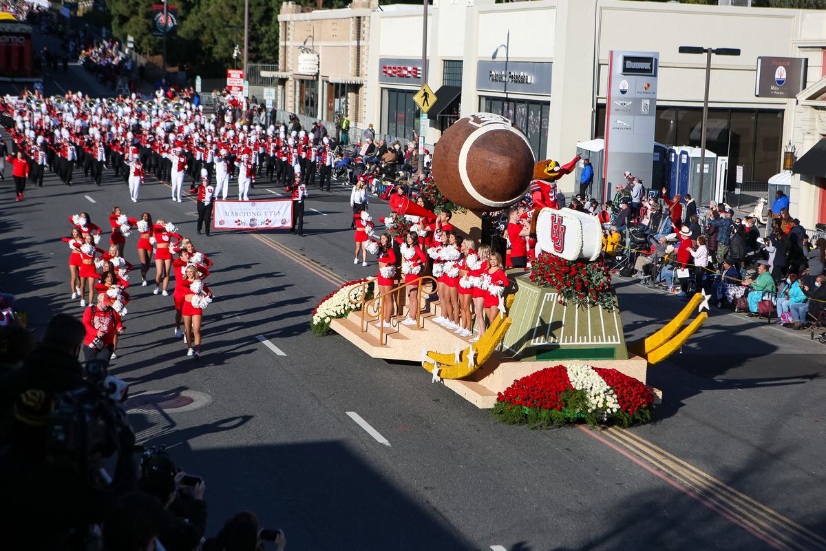 People atttend the 2022 Rose Bowl Parade