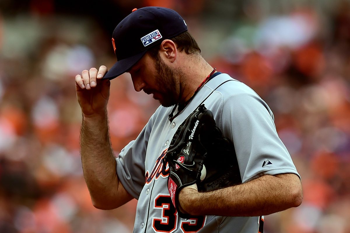 Justin Verlander facing the Orioles in game two of the ALDS on October 3, 2014
