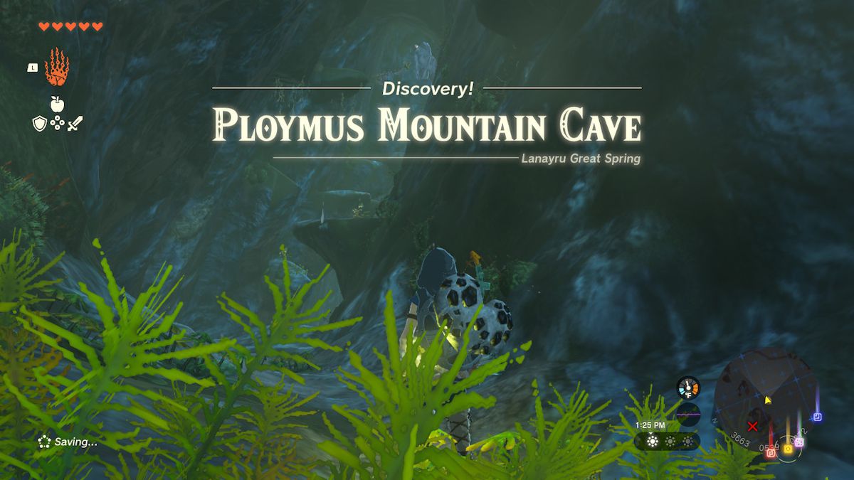 Link enters the Ploymus Mountain Cave in Zelda: Tears of the Kingdom