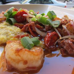 Shrimp and Grits at Root & Bone by <a href="https://www.flickr.com/photos/scottlynchnyc/14822555819/in/pool-eater/"> Scoboco
