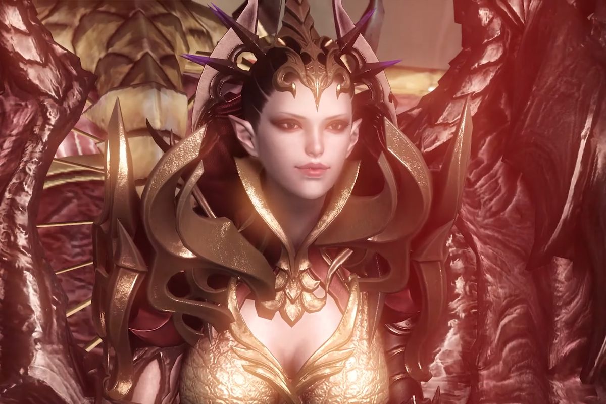 Lost Ark boss Vykas, a woman with massive bat wings and scales